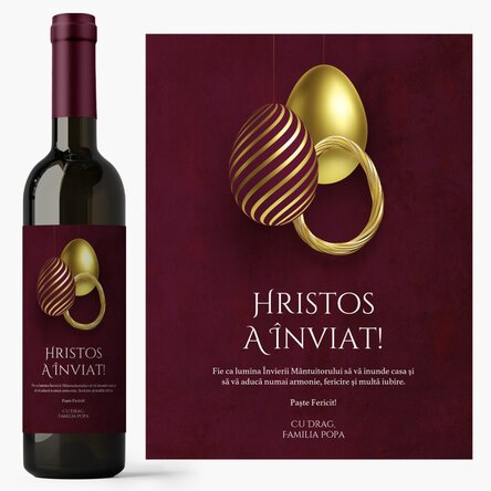 Vin personalizat cu text pentru Paște - Hristos a Înviat!