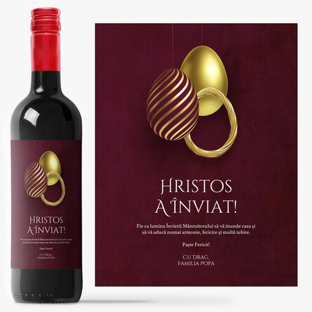 Vin personalizat cu text pentru Paște - Hristos a Înviat!