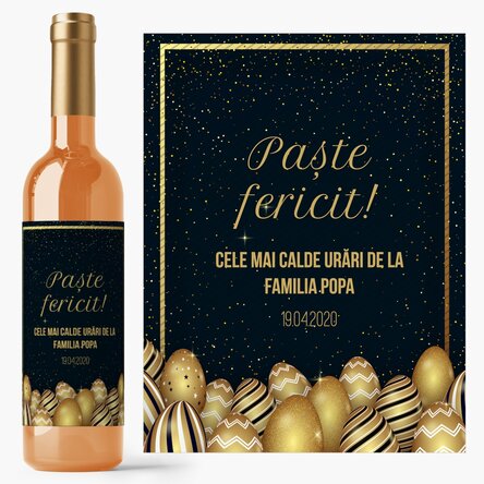 Vin personalizat cu text pentru Paște
