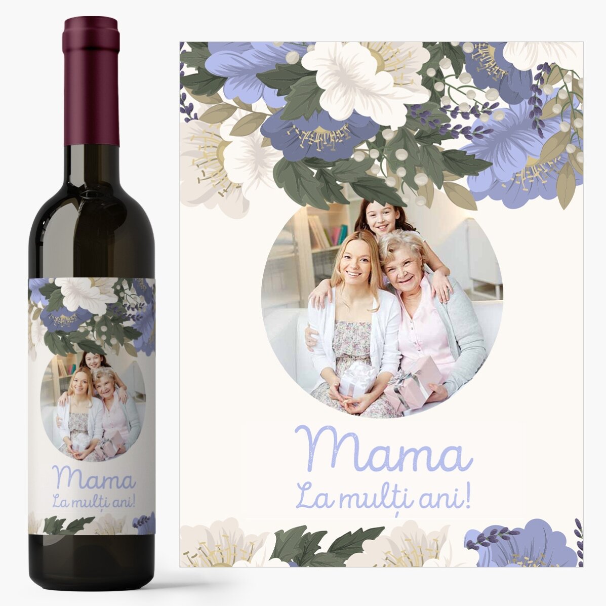 Vin personalizat cu text pentru Ziua Mamei