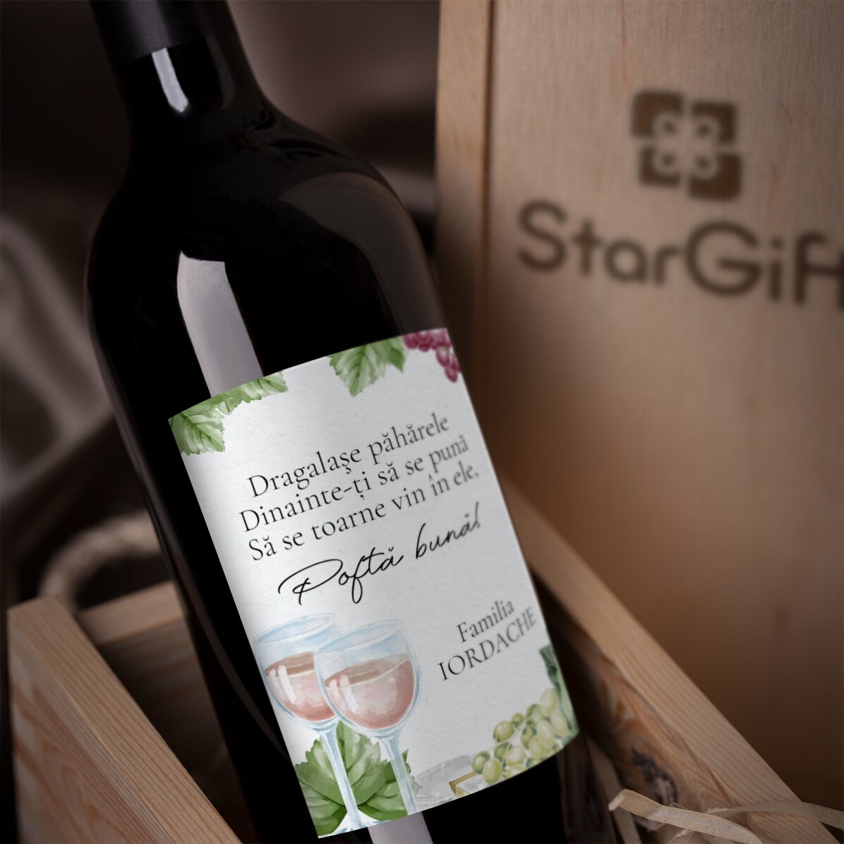 Vin personalizat cu text - Poftă bună!