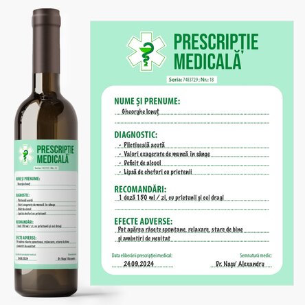 Vin personalizat cu text - Prescripție Medicală