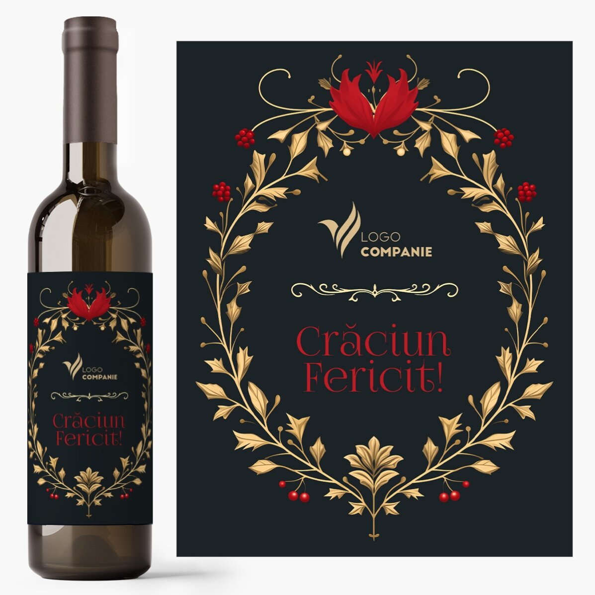 Personalised wine with text and logo - Merry Christmas!