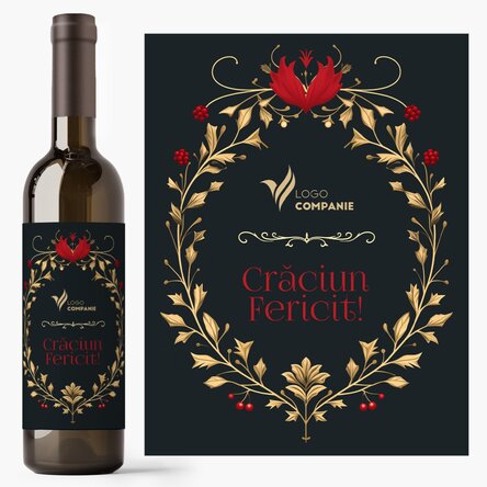 Vin personalizat cu text și logo - Crăciun Fericit!
