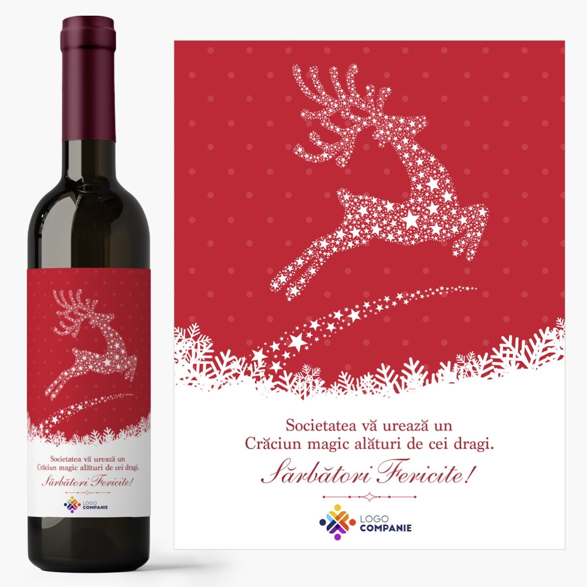 Vin personalizat cu text și logo - Magia Crăciunului