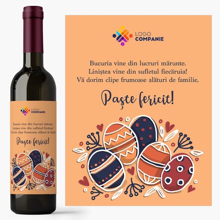 Vin personalizat cu text și logo pentru Paște