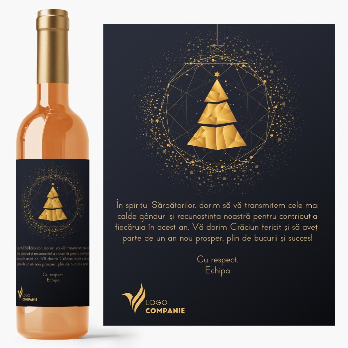 Personalised wine with text and message - Gold
