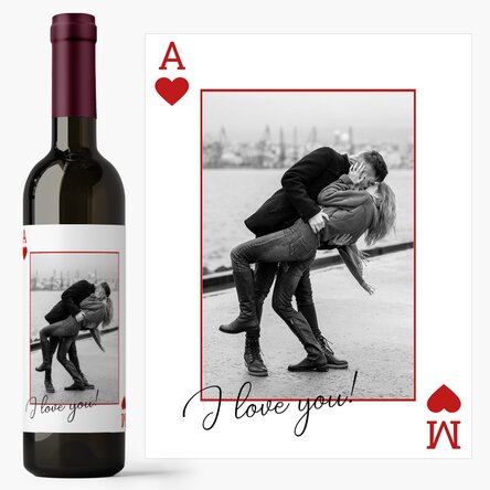 Vin personalizat cu text și o poză - I love you!