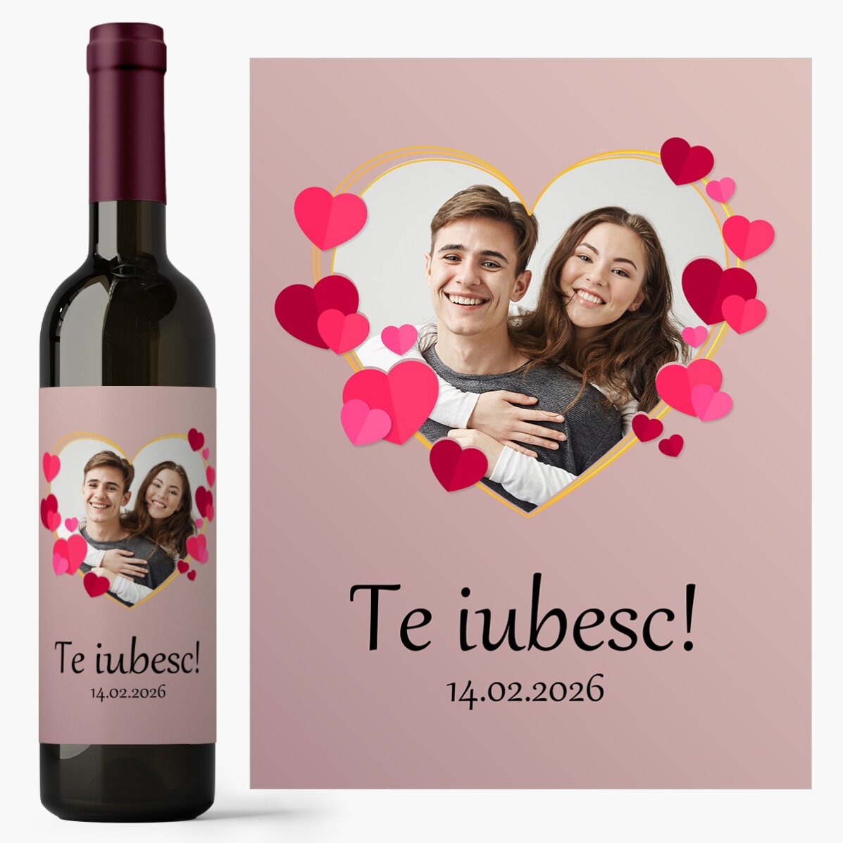 Vin personalizat cu text și poză - In love