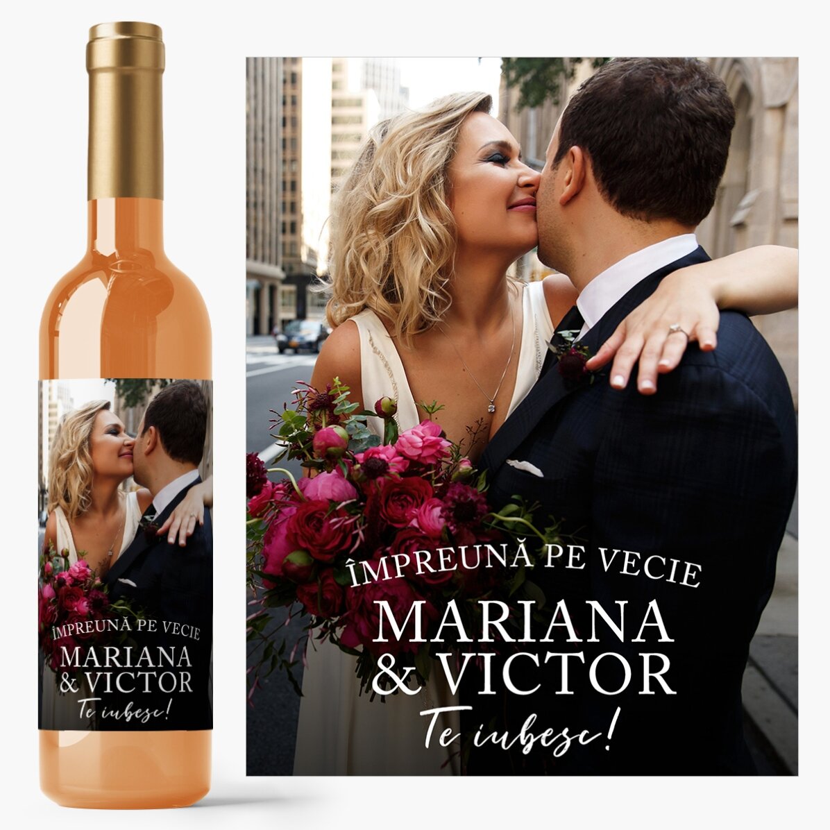 Vin personalizat cu text și poză - Momente prețioase