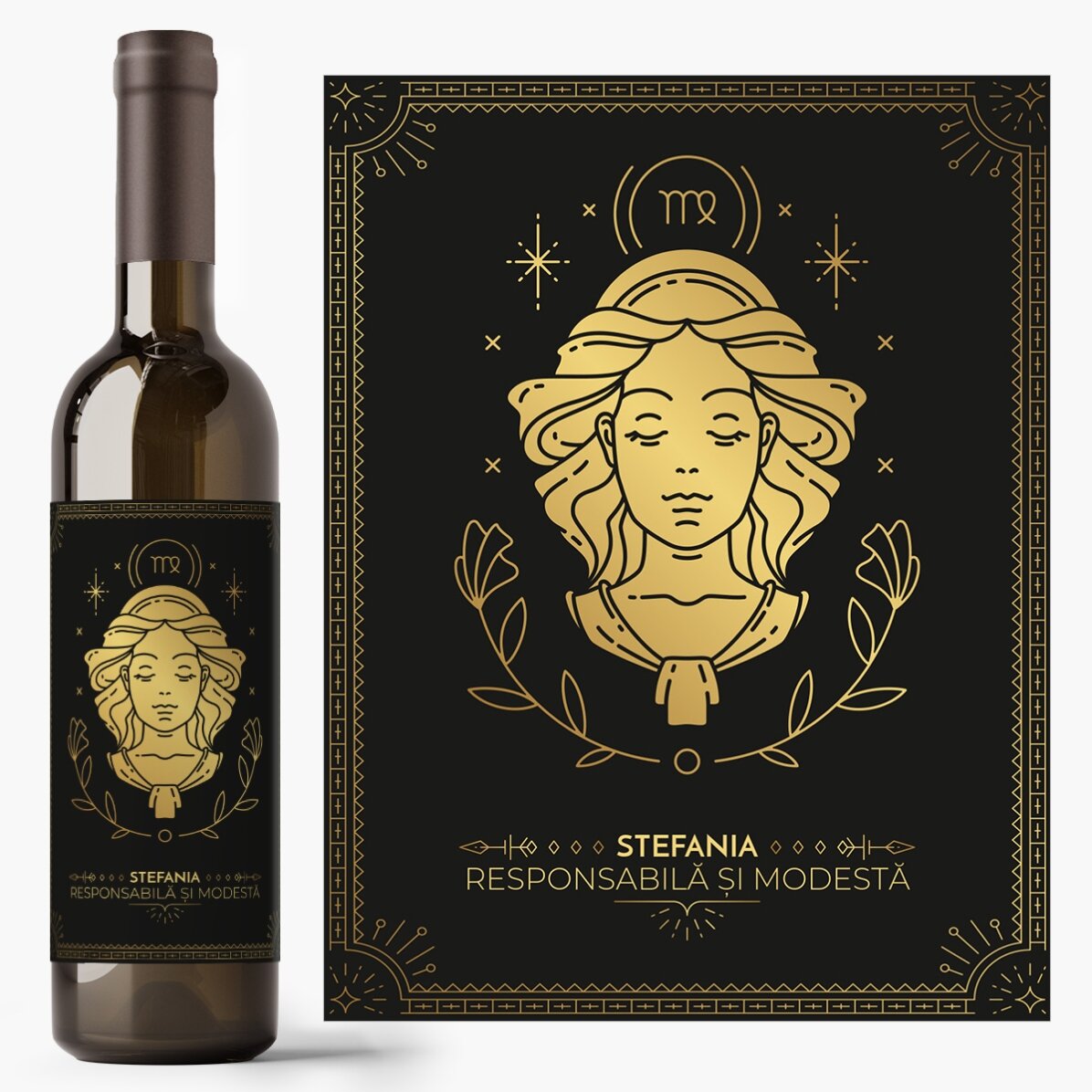 Vin personalizat cu text și zodie - Fecioară