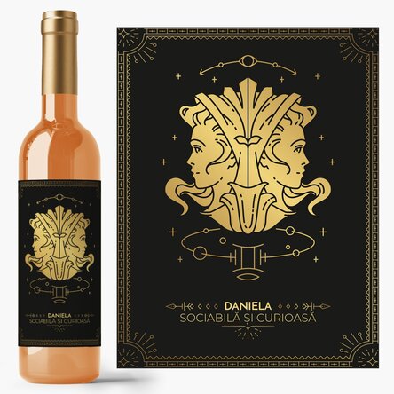 Vin personalizat cu text și zodie - Gemeni