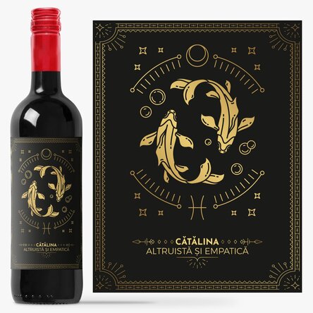 Vin personalizat cu text și zodie - Pești