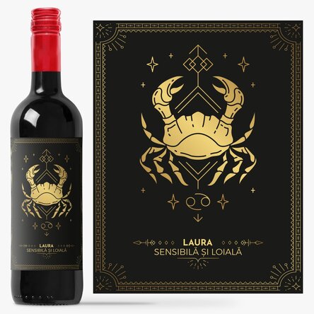 Vin personalizat cu text și zodie - Rac
