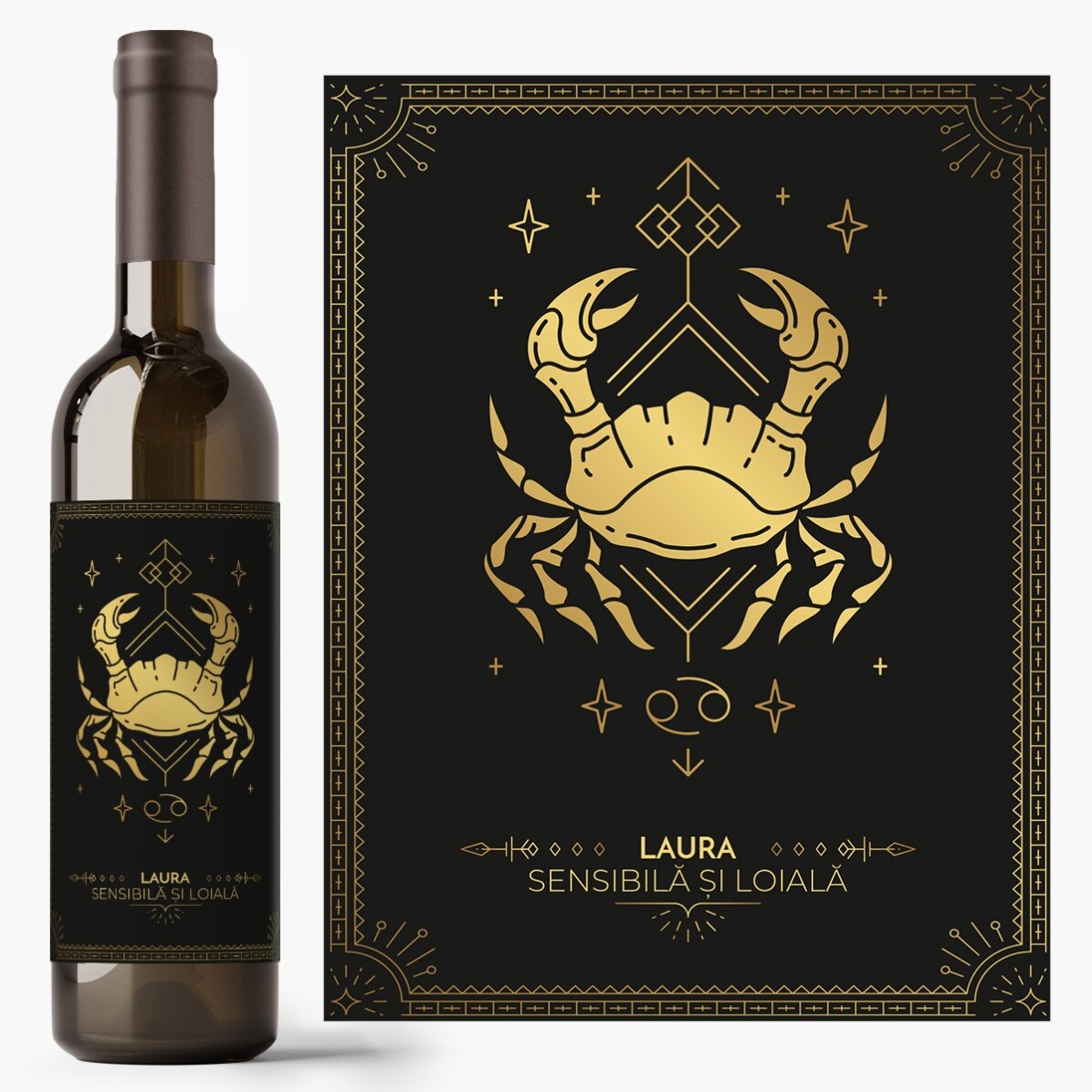 Vin personalizat cu text și zodie - Rac
