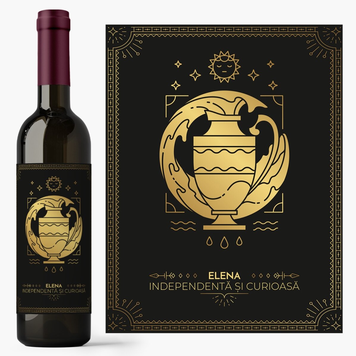 Vin personalizat cu text și zodie - Vărsător