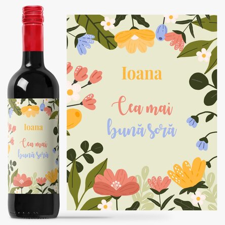 Vin personalizat cu text - Spring flowers