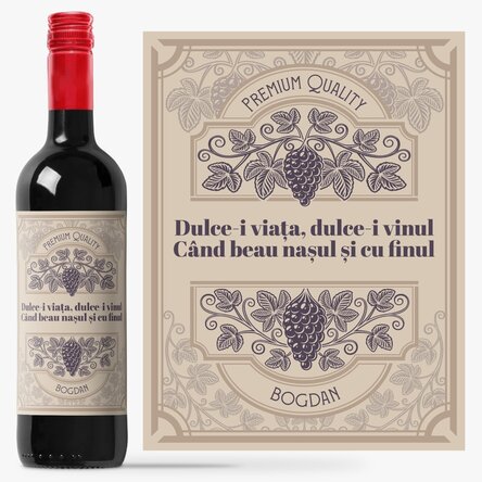 Vin personalizat cu text - Viță de vie