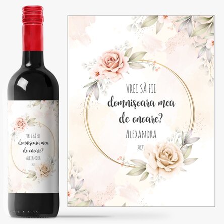Vin personalizat cu text - Will you be my bridesmaid?