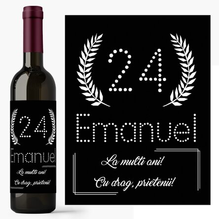 Vin personalizat cu text pentru zi de naștere - Black & White