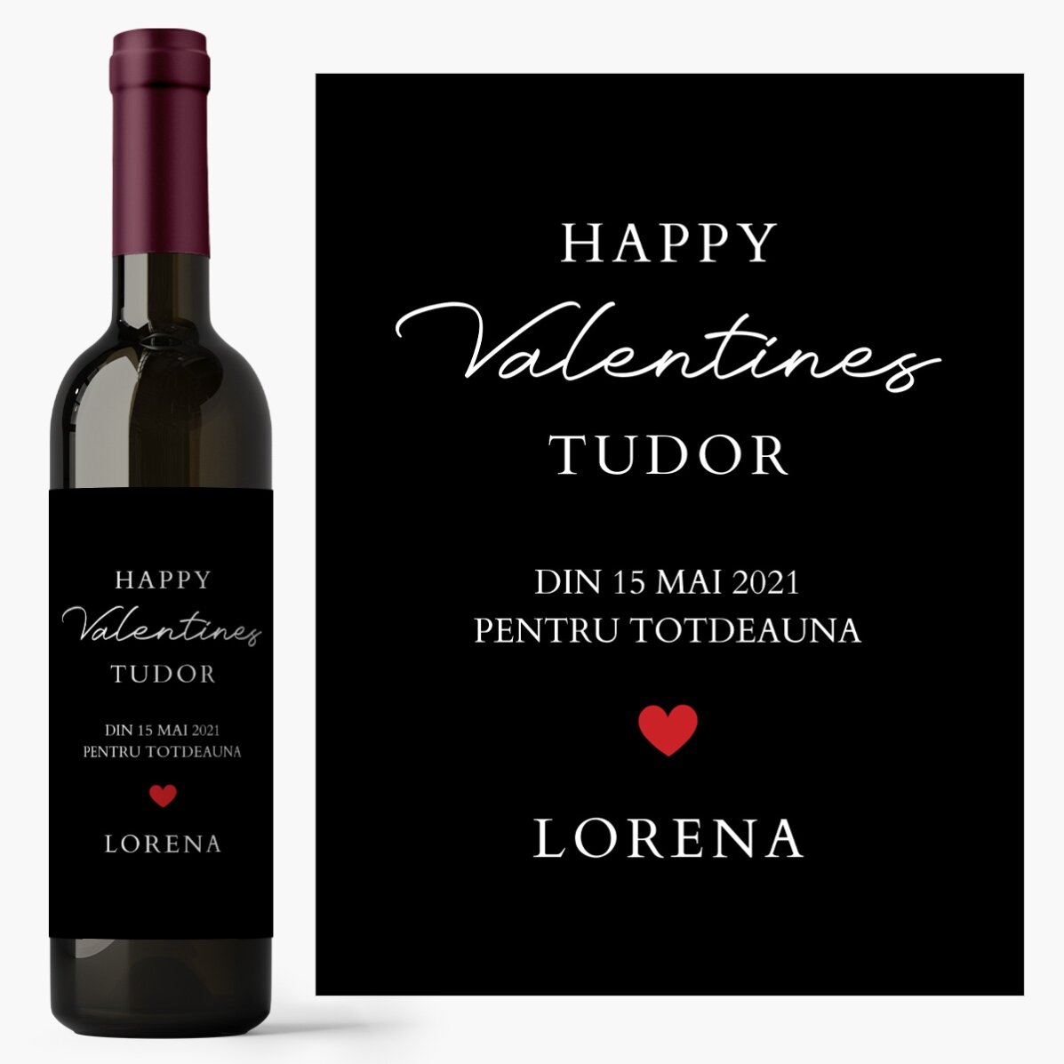 Vin personalizat cu text