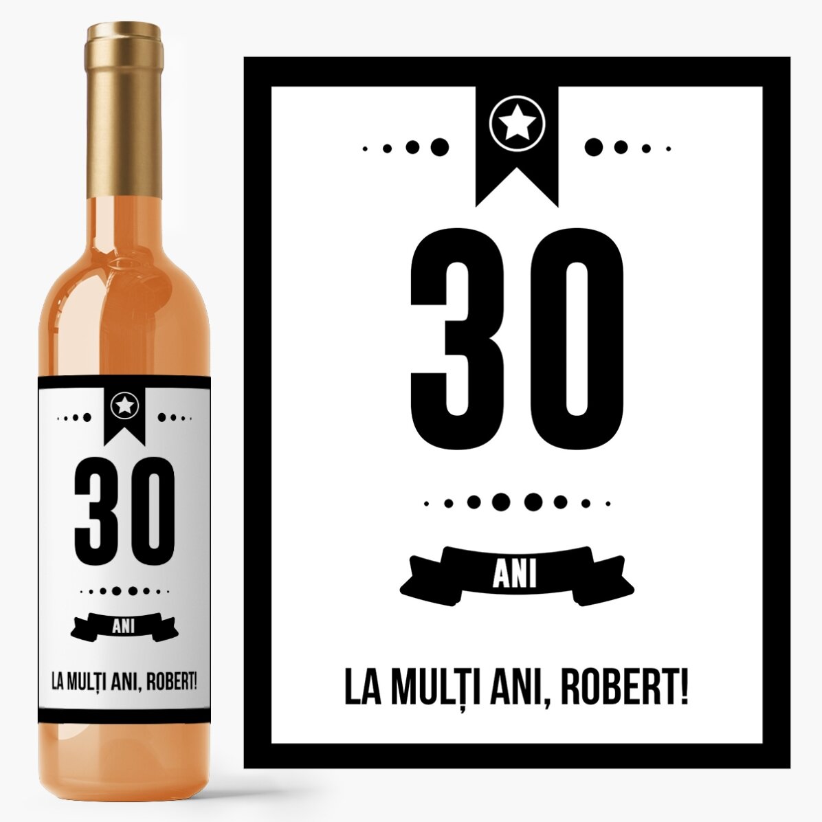Vin personalizat - La mulți ani, fundal alb