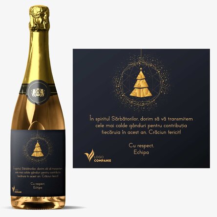 Vin spumant personalizat cu logo și mesaj - Gold