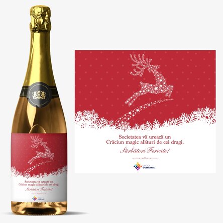 Vin spumant personalizat cu logo și mesaj - Magia Crăciunului