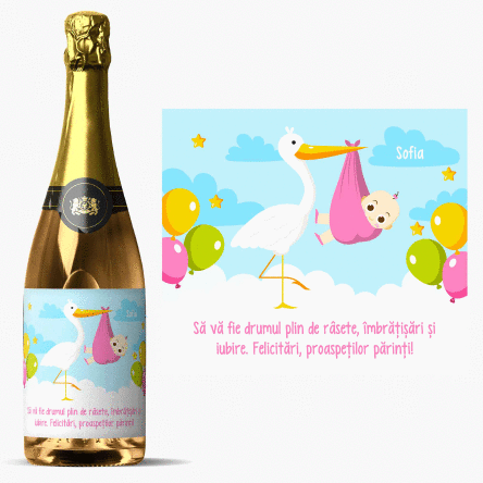 Vin spumant personalizat cu mesaj - Felicitări