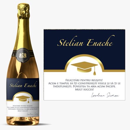 Vin spumant personalizat cu text - Absolvire