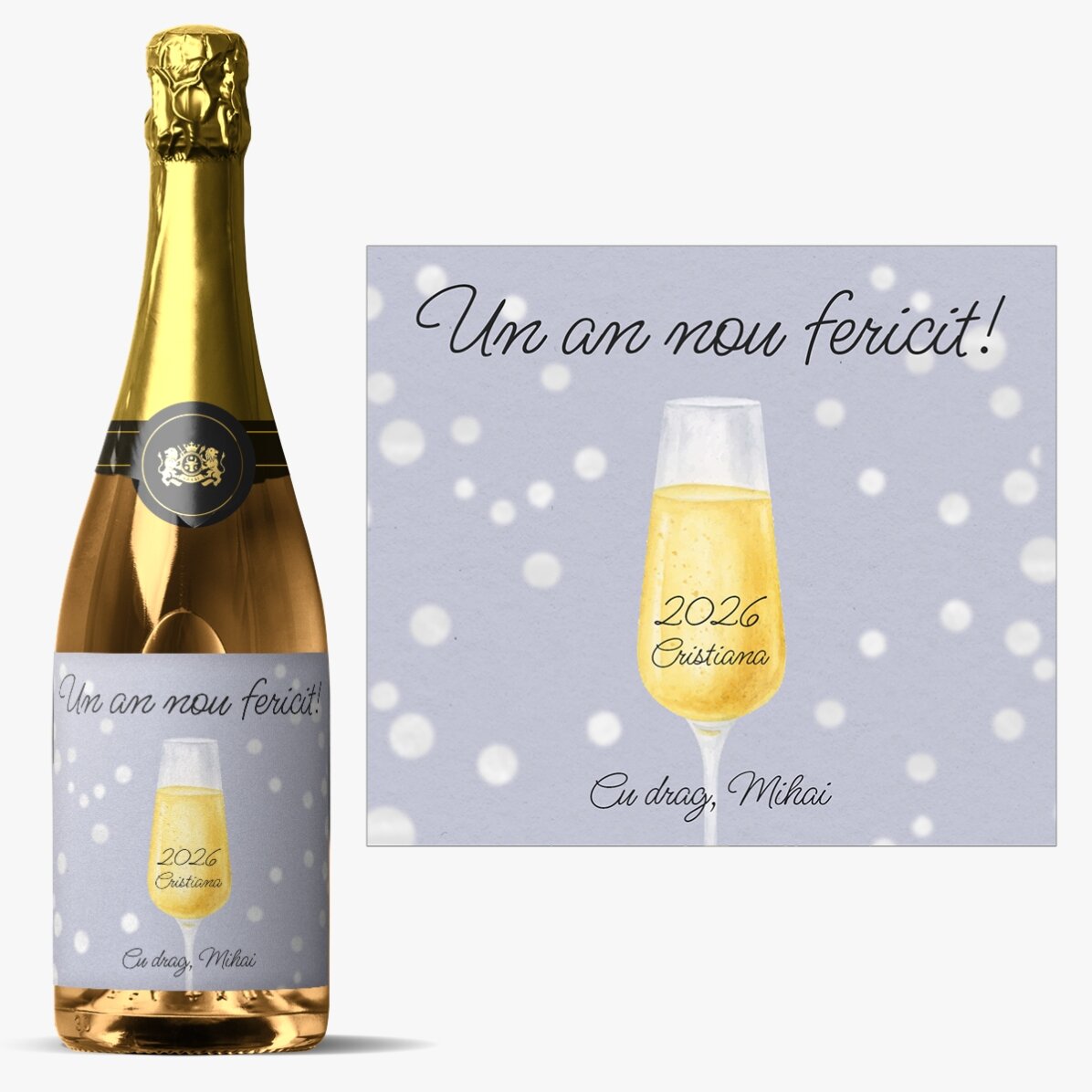 Vin spumant personalizat cu text - Champagne Glass