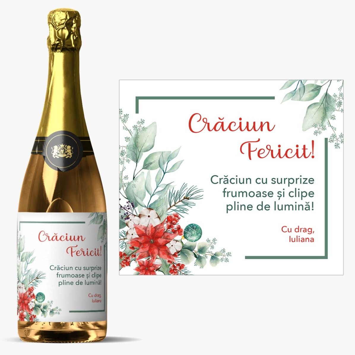 Vin spumant personalizat cu text - Crăciun