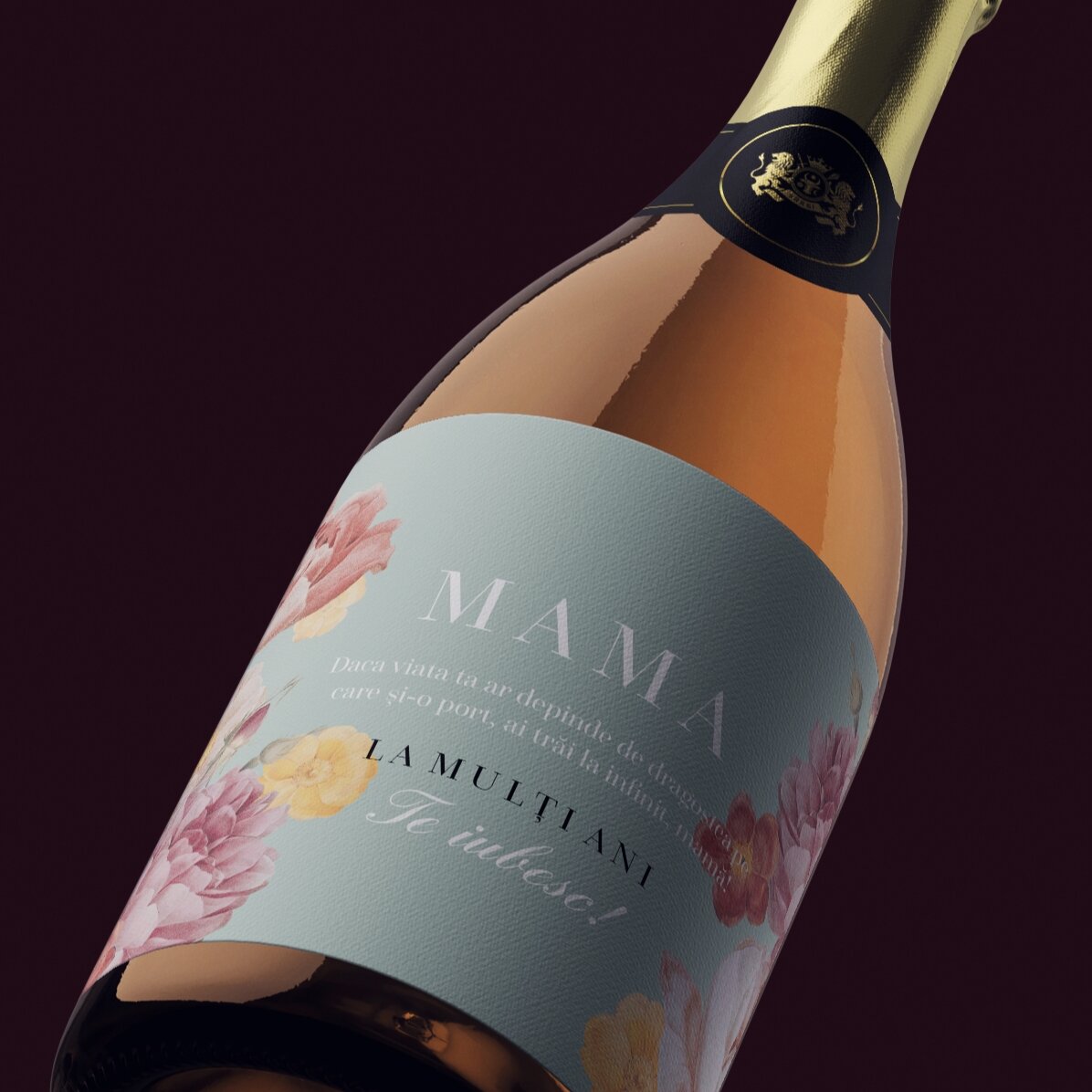 Vin spumant personalizat cu text - Mamă dragă