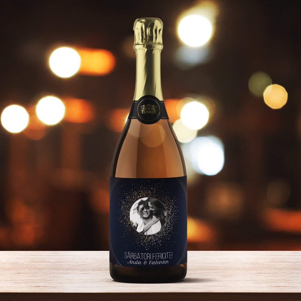 Vin spumant personalizat cu text și poză - Sparks of Joy