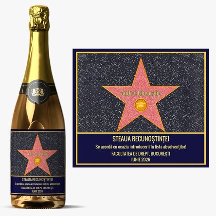 Vin spumant personalizat cu text - Steaua recunoștinței